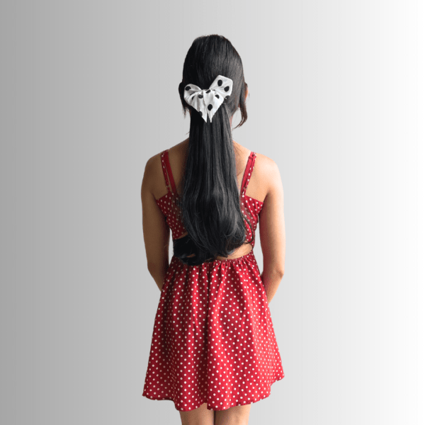 Polka Dot Bow Clip (white)